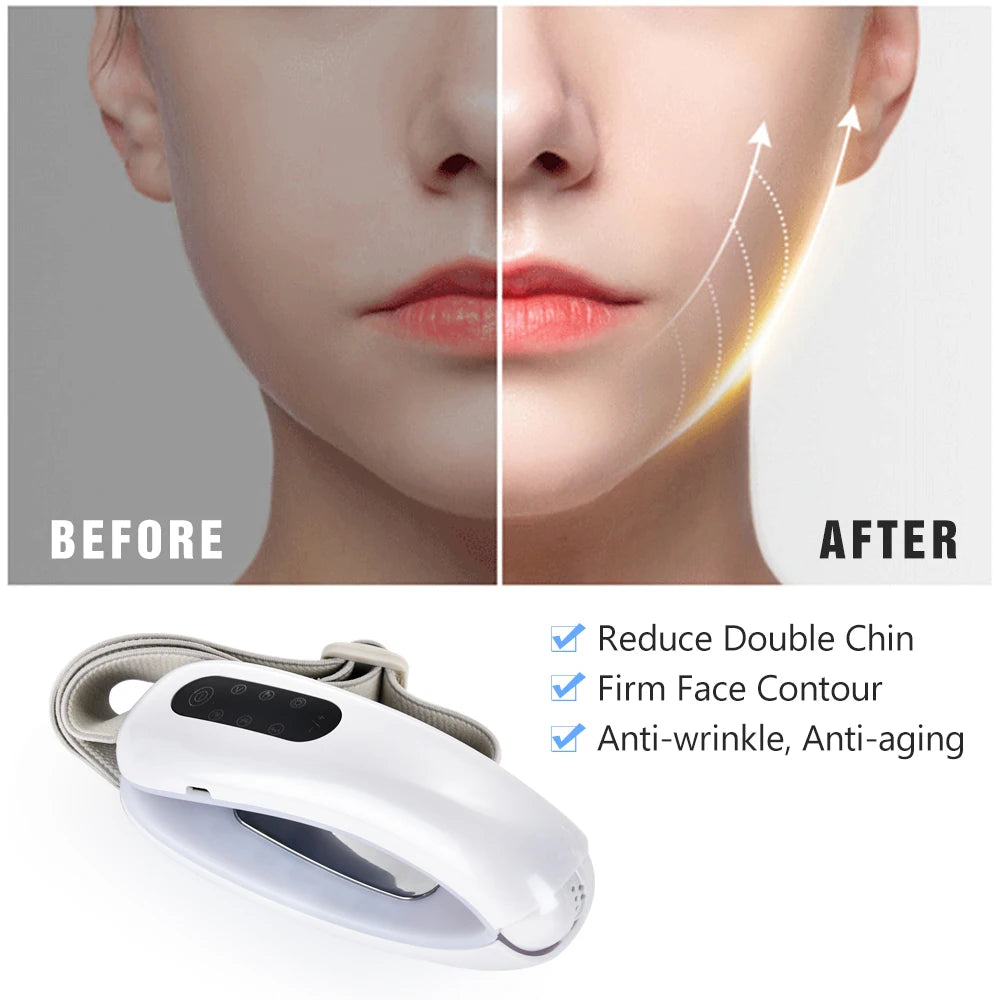 Chin V-Line Up Lift Belt Machine Red Blue LED Photon Therapy Face Slimming Vibration Massager Facial Lifting Device
