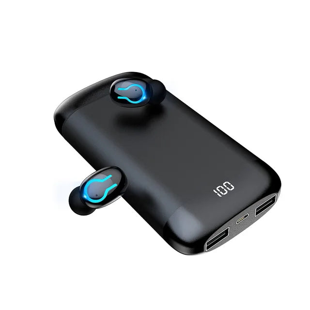 Wireless V5.0 Bluetooth Earphone HD Stereo Headphone Sports Waterproof Headset With Dual Mic and 6000mAh Battery Charge Case