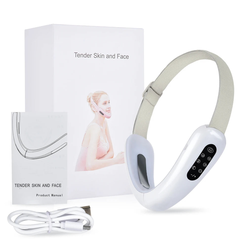 Chin V-Line Up Lift Belt Machine Red Blue LED Photon Therapy Face Slimming Vibration Massager Facial Lifting Device