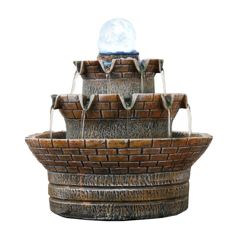Landscape Zen Waterfall Indoor Fountain With LED Crystal Ball