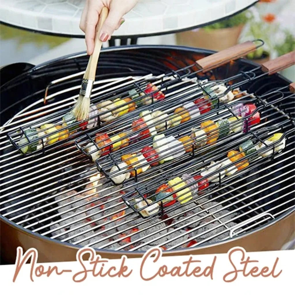 Portable BBQ Grilling Basket Stainless Steel Nonstick Barbecue Grill Basket Tools Mesh  Kitchen Tools kitchen accessories