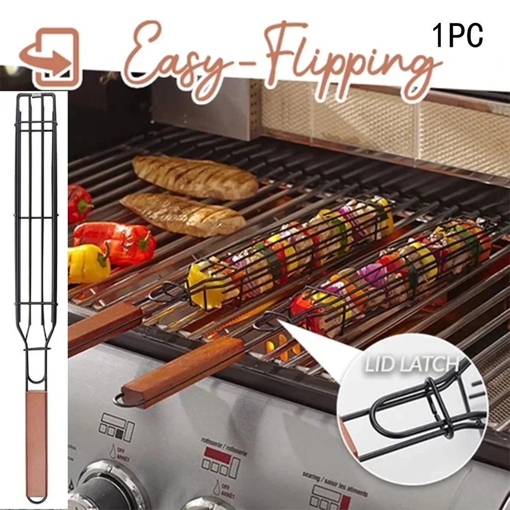 Portable BBQ Grilling Basket Stainless Steel Nonstick Barbecue Grill Basket Tools Mesh  Kitchen Tools kitchen accessories