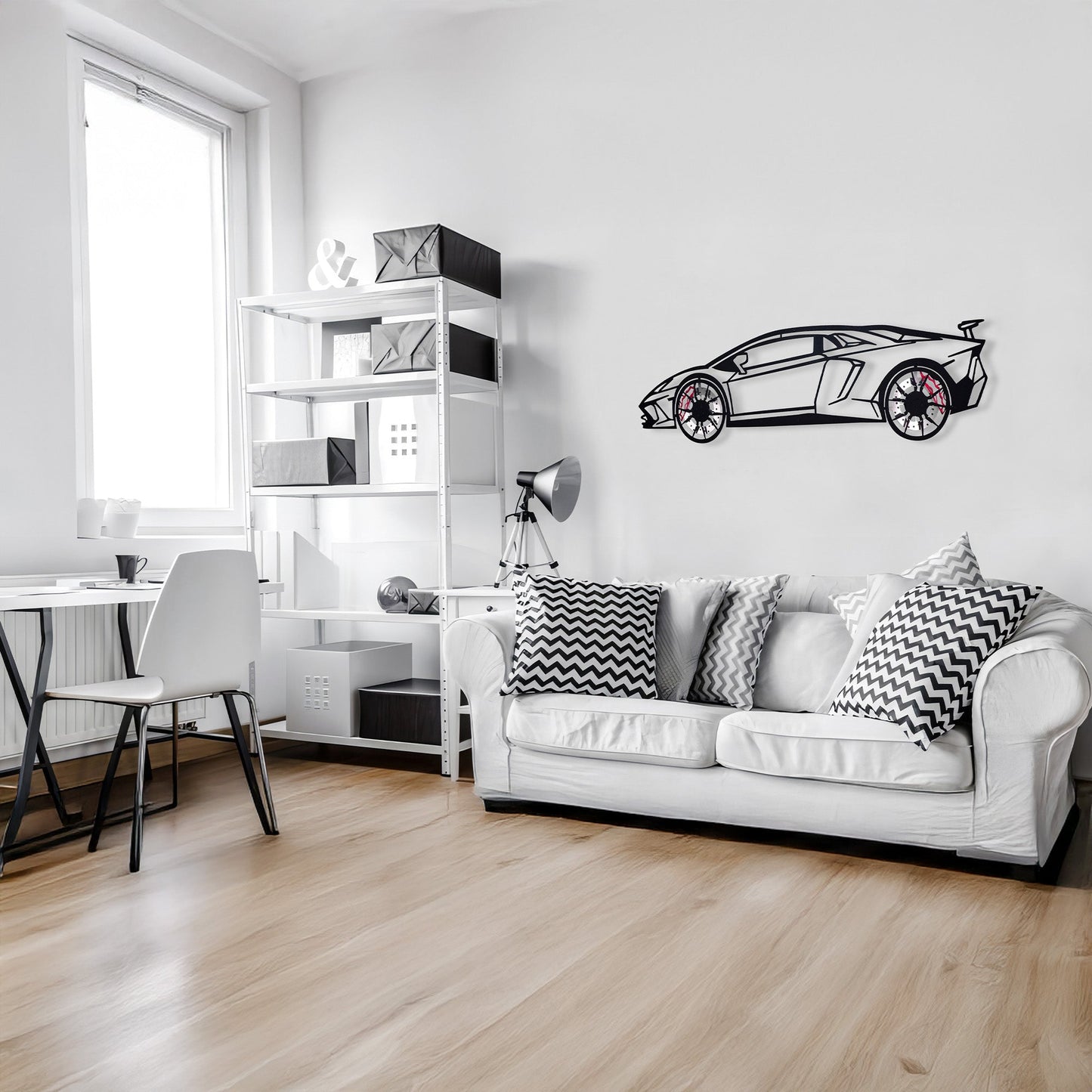 Lamborghini Wall Art – Exotic Supercar Steel Silhouette with Spinning Wheels-KAFMEKA030