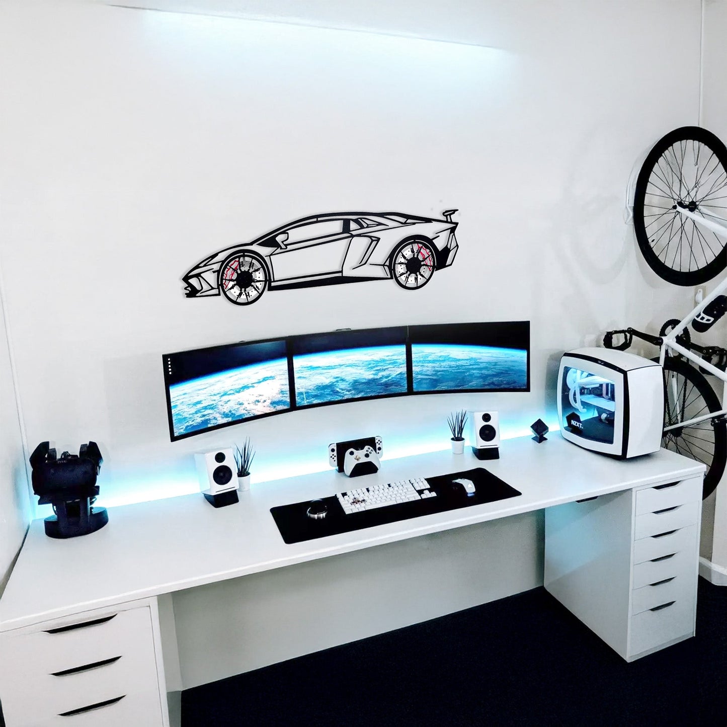 Lamborghini Wall Art – Exotic Supercar Steel Silhouette with Spinning Wheels-KAFMEKA030