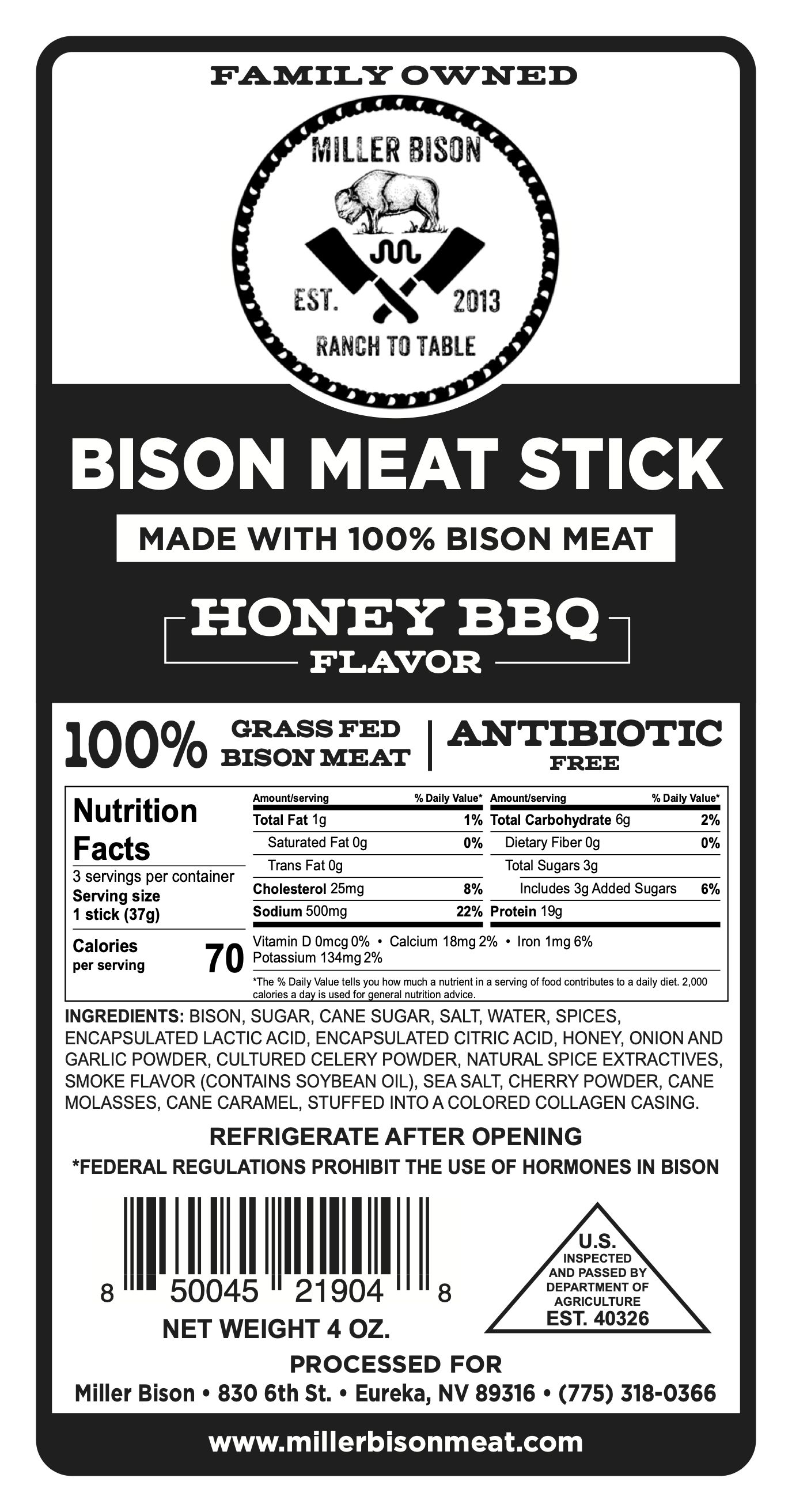 Buffalo Bison Meat Sticks Pack