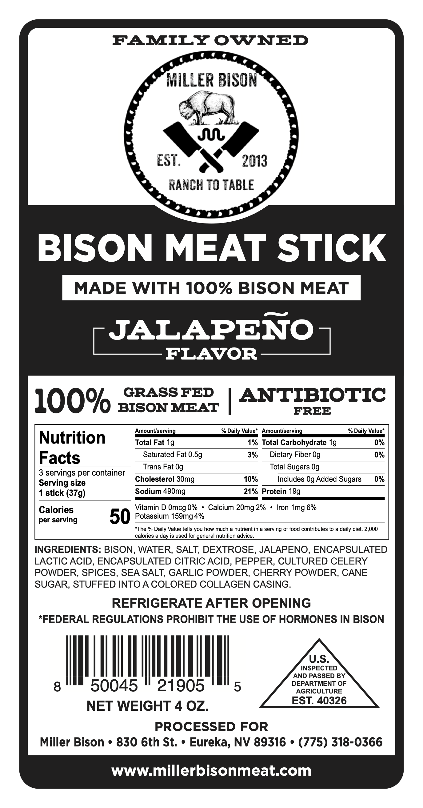 Buffalo Bison Meat Sticks Pack