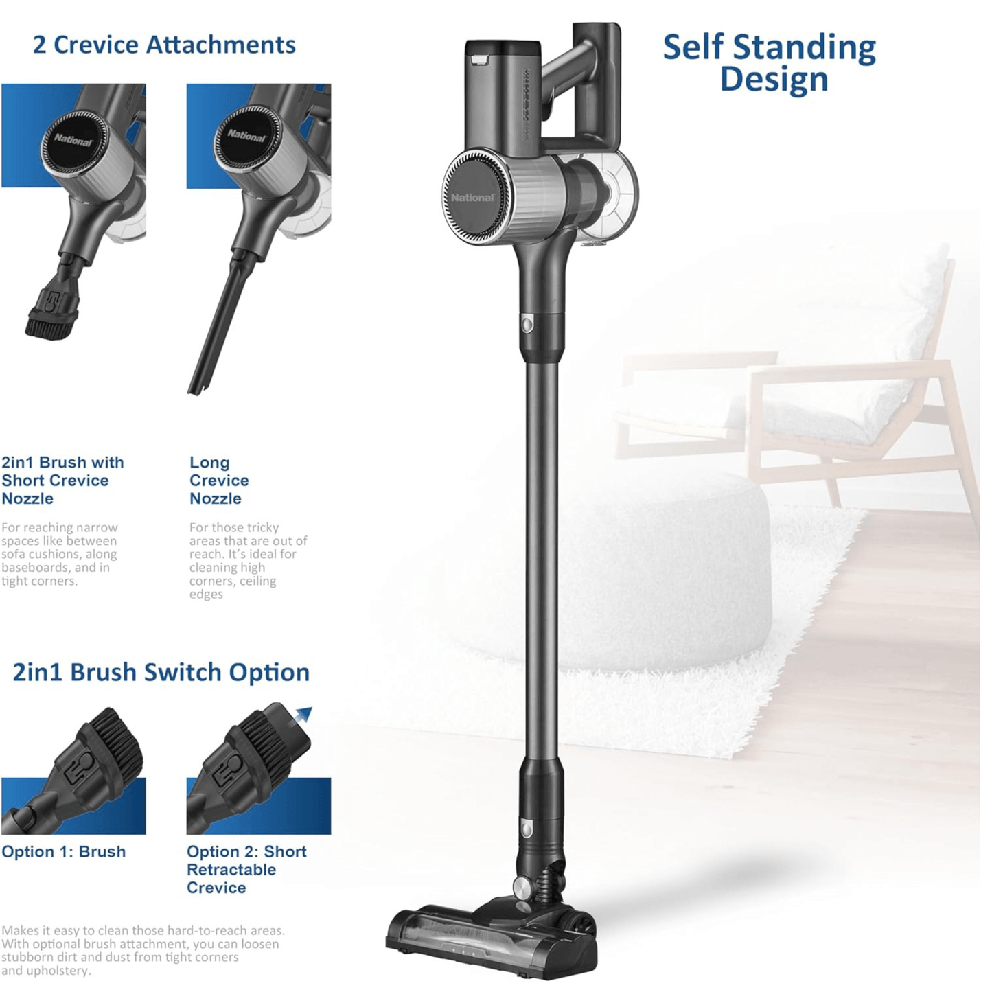 2-in-1 Cordless Upright and Handheld Vacuum Cleaner