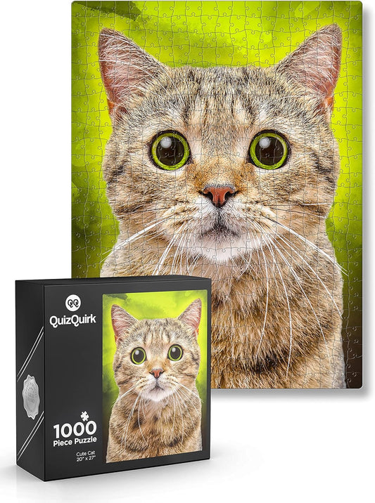 QuizQuirk Puzzle, Cute Cat Piece Jigsaw Puzzle for Adults/Teens/Kids (Puzzle Saver Kit Included) (27" x 20")