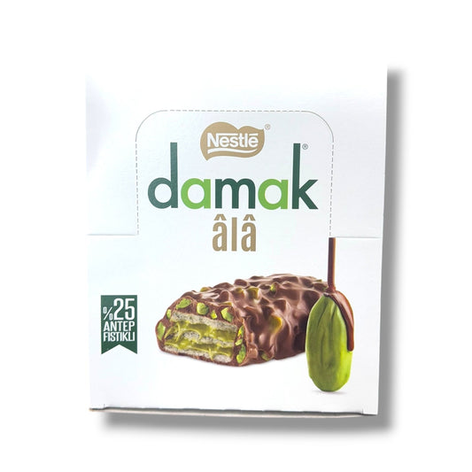 Nestle Damak 25% Pistachio Chocolate Wafer Cream - Milk Chocolate Coated 30g x 12 Pack