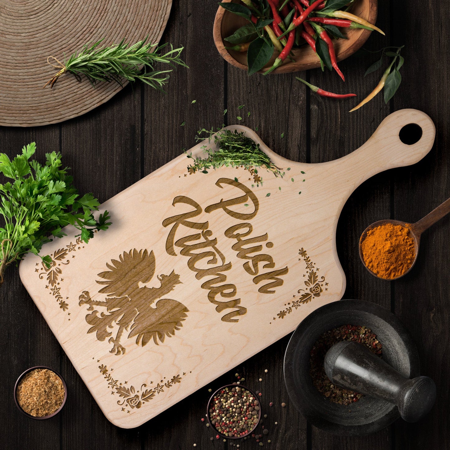Polish Kitchen Hardwood Paddle Cutting Board