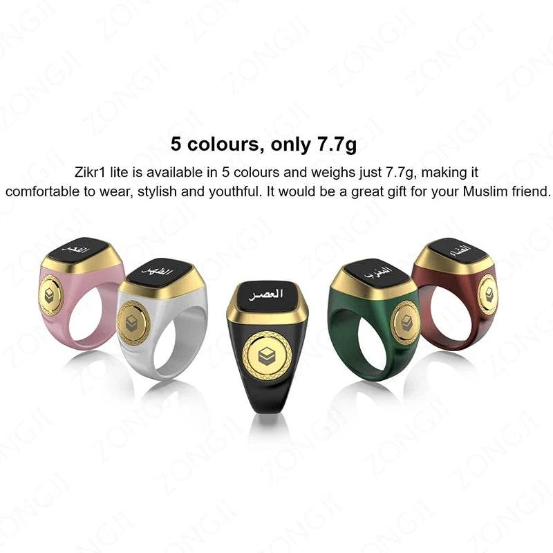 IQibla Smart Zikr Ring Praise Tasbih Tally Electronic Digital Counter for Muslims Prayer Time Vibration Reminder Waterproof