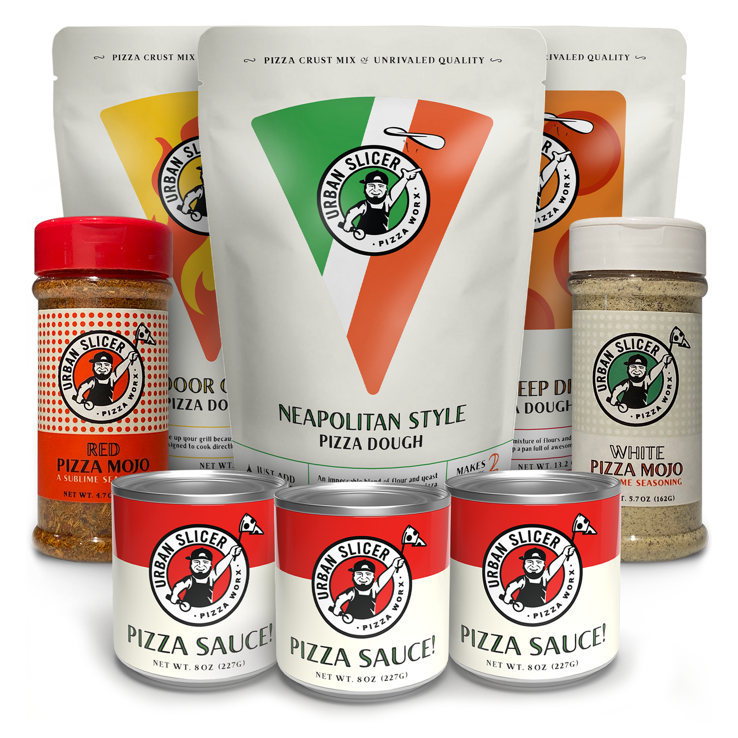 Urban Slicer crust mix, plus 3 cans of Pizza Sauce