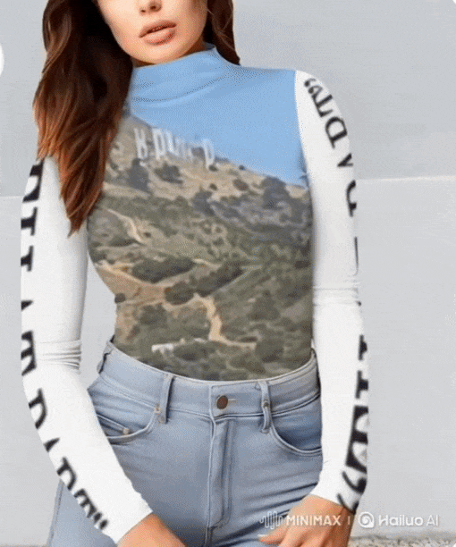 PRESS VIDEO 🎬 NEW!!! "THAT PART" branded (both sleeves & Hollywood Sign front & rear) Longsleeve Turtleneck Slim T-Shirt