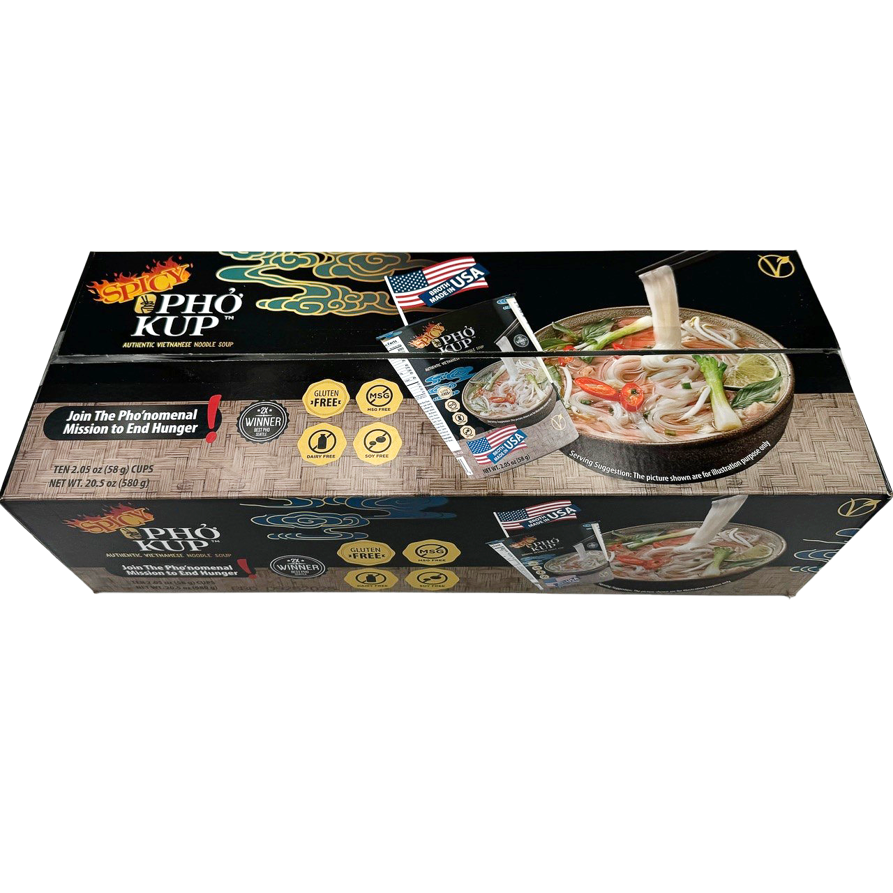 Pho Kup Instant Spicy Veggie Pho (Case of 10 Kups)