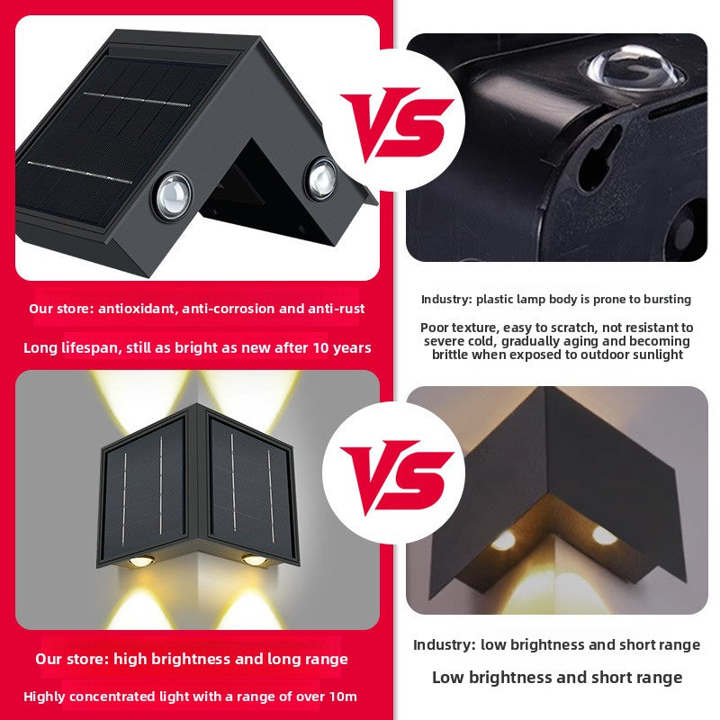 Solar Powered 90 Degree Corner Wall Light Indoor Outdoor Lighting