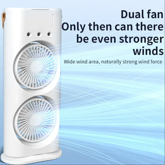 Dual-Nozzle Portable Humidifying Fan ? Compact Air Cooler with Hydro Cooling