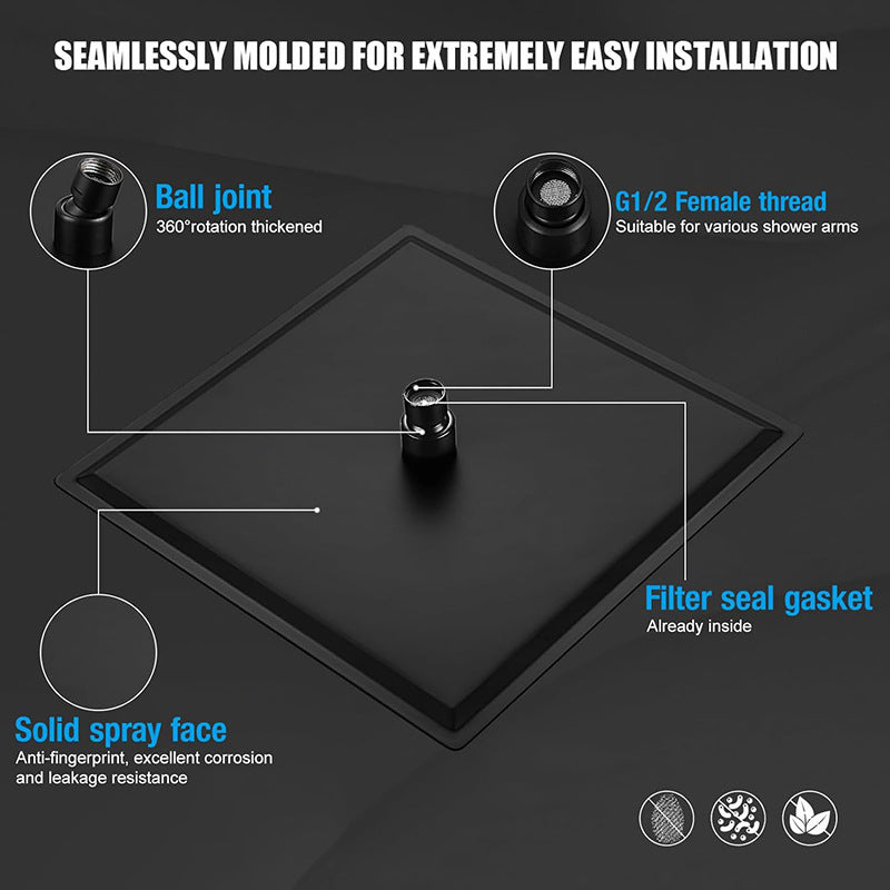 Matte Black Stainless Steel Shower Head