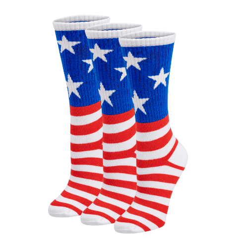 Bamboo Sports Red White and Blue Premium Bamboo Rayon Red, White, and Blue American Flag Socks Gift Box 3 Pair