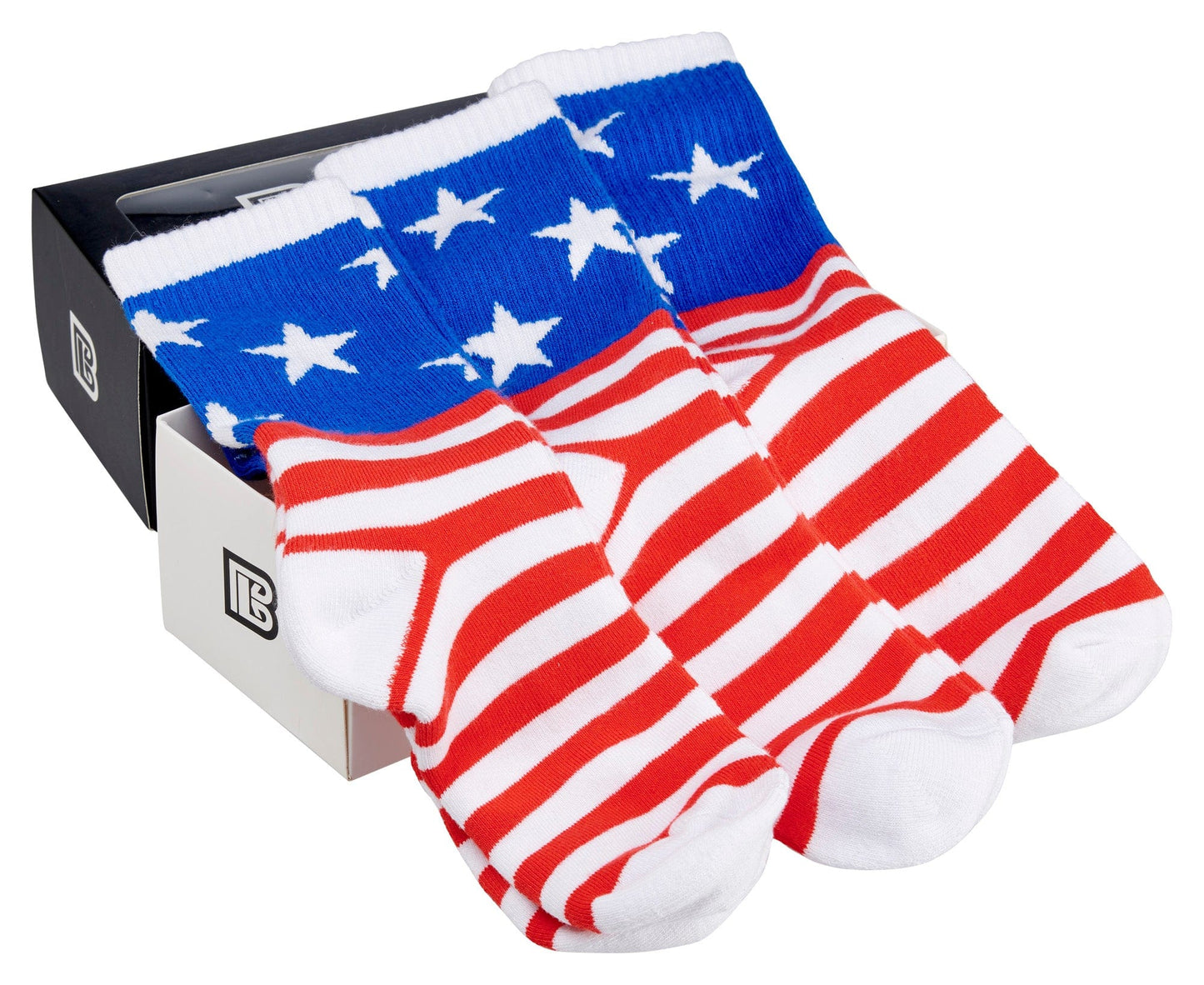Bamboo Sports Red White and Blue Premium Bamboo Rayon Red, White, and Blue American Flag Socks Gift Box 3 Pair