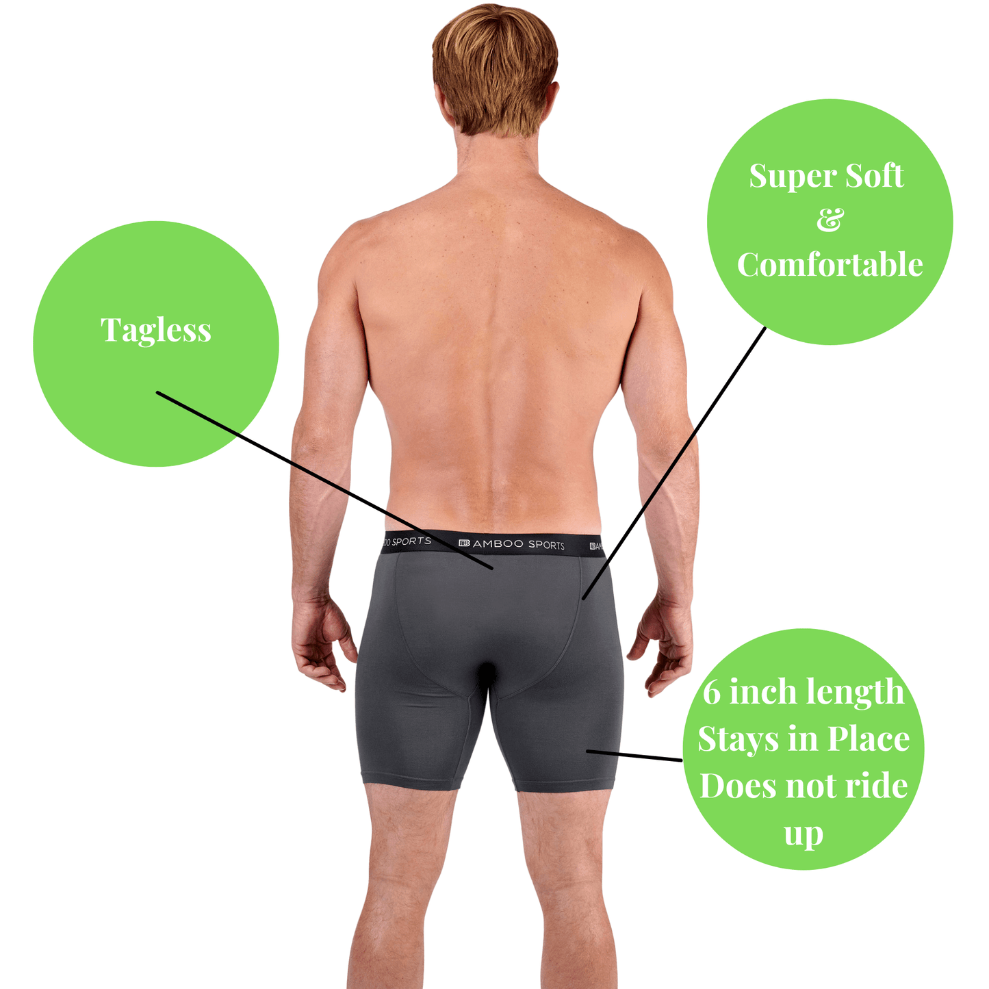 Men's 6" Inseam Bamboo Rayon Boxer Briefs - 4 Pack