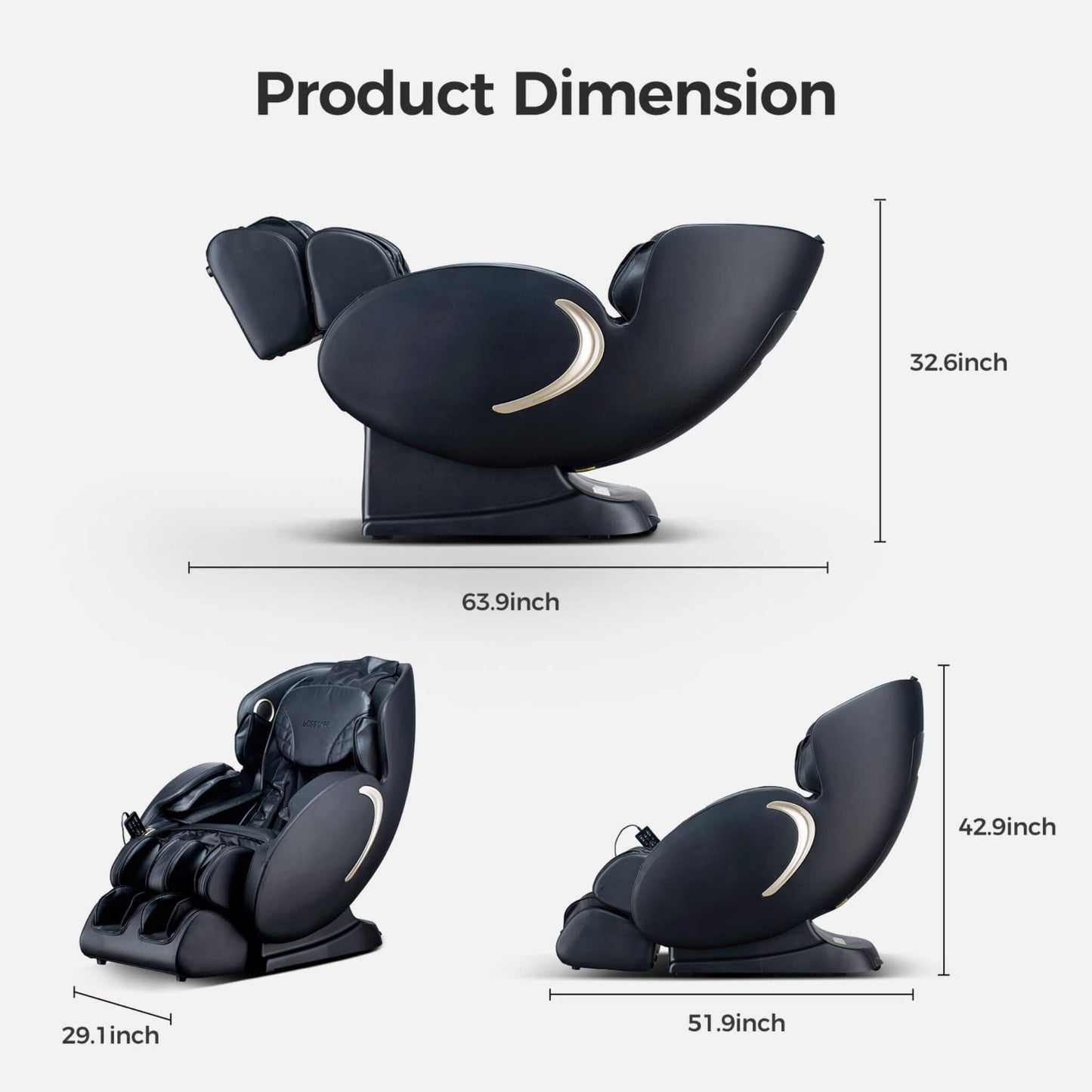 Bosscare Full Body 3D Zero Gravity Shiatsu Recliner Massage Chair With App (SAK32840)