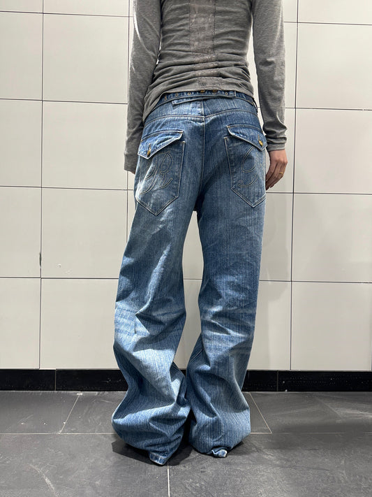 Retro Buckle Bamboo Joint Jeans