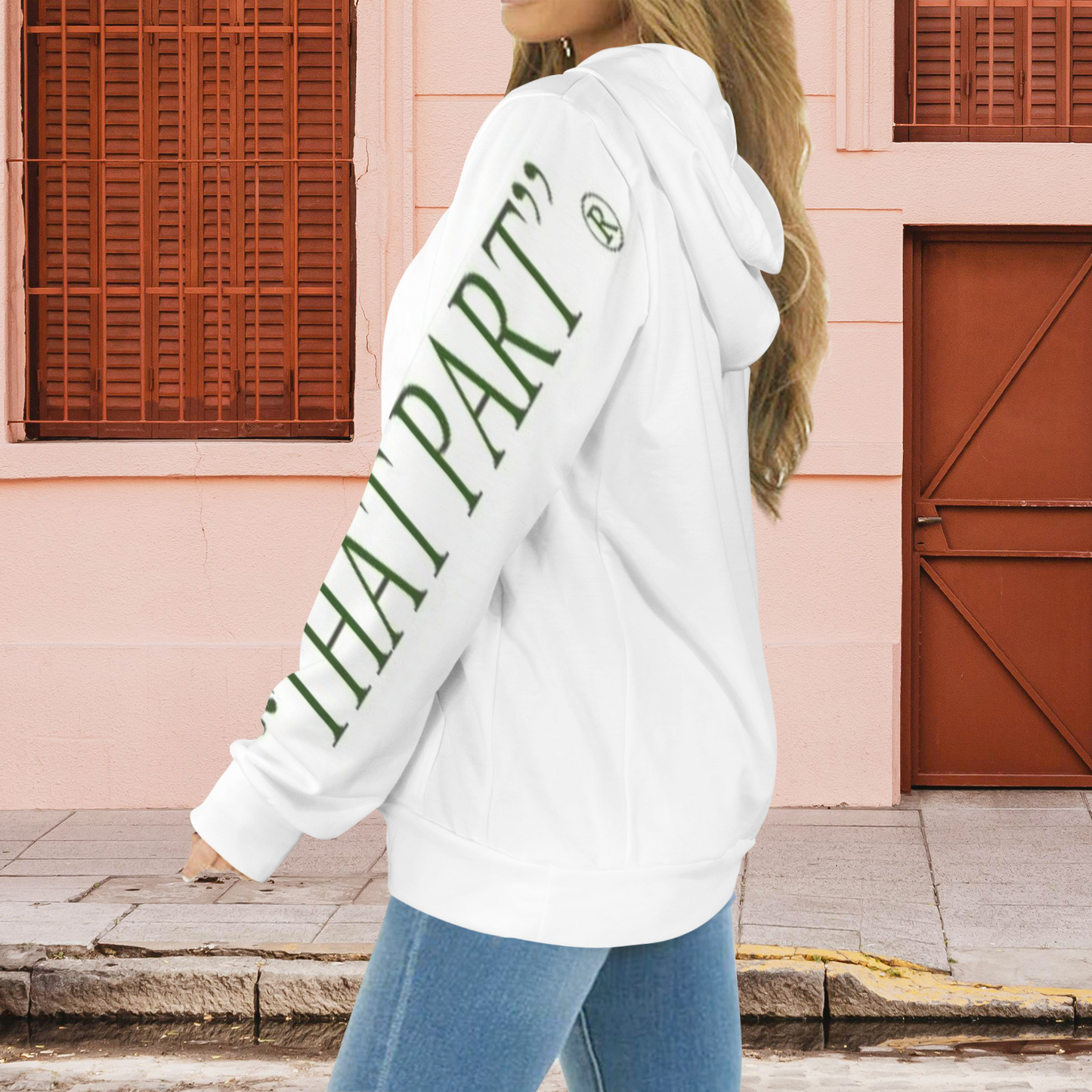 NEW!!! "THAT PART" branded (green both sleeves) Drawstring Pocket Hoodie
