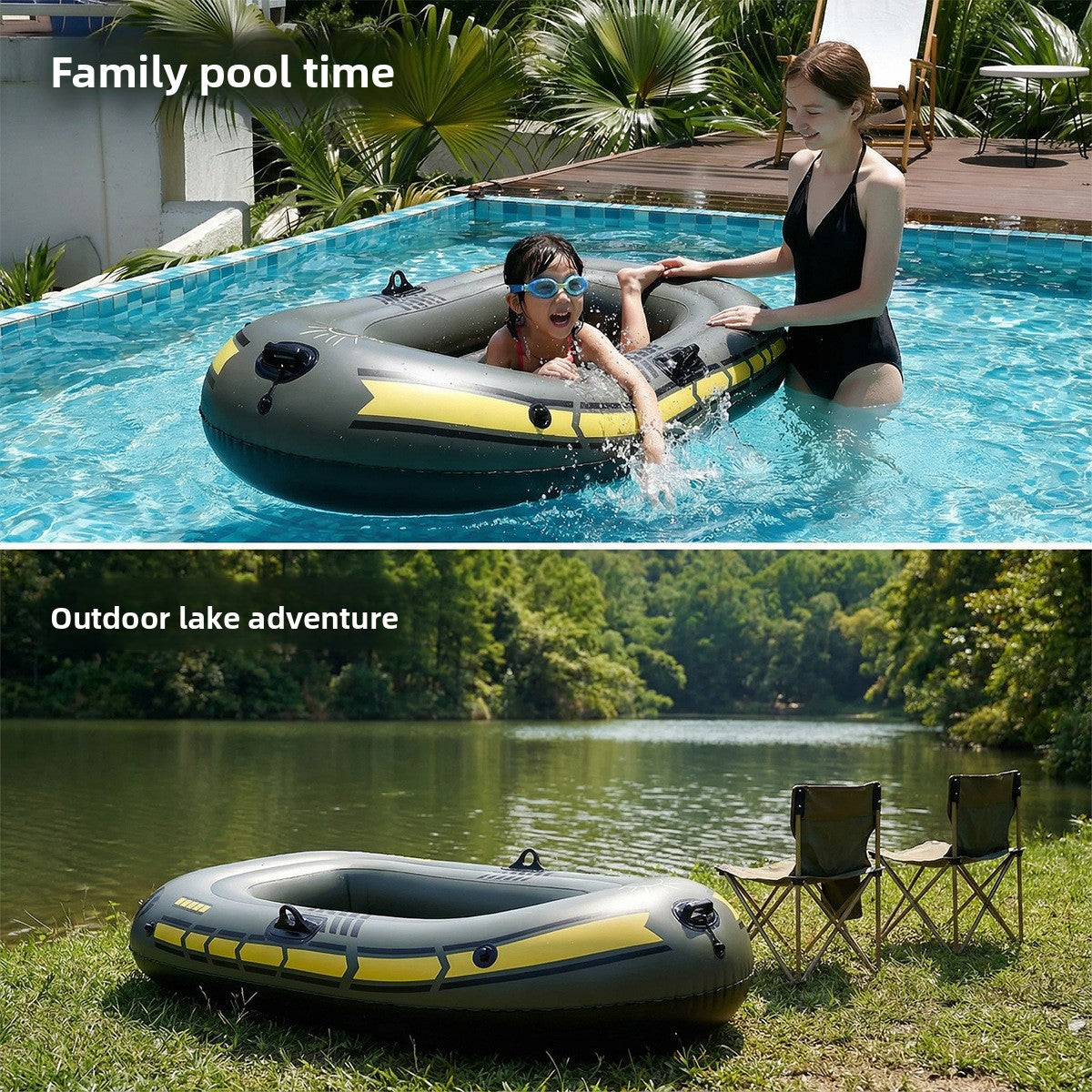 Military-grade PVC inflatable kayak, rigid and foldable boat, extra-thick
