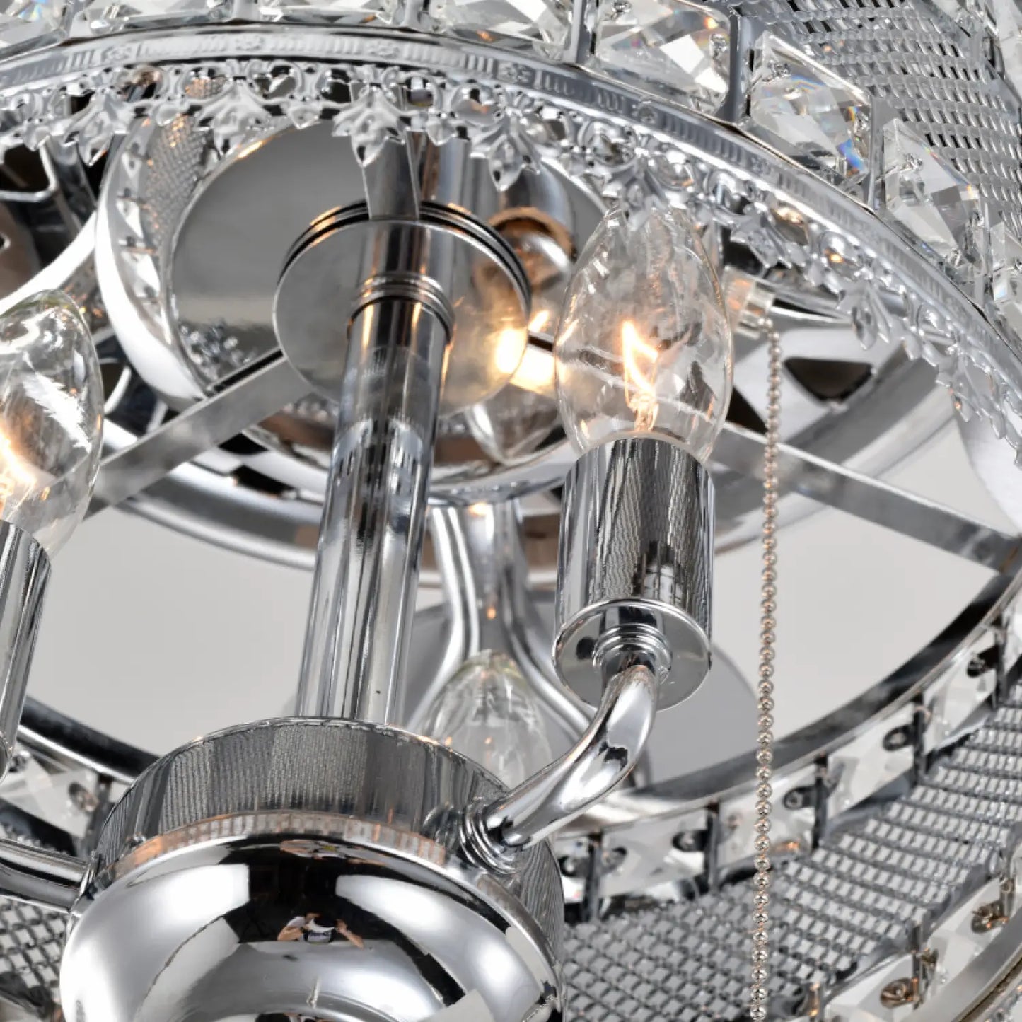 Crystal Ceiling Fan with 5 Reversible Blades and LED Chandelier