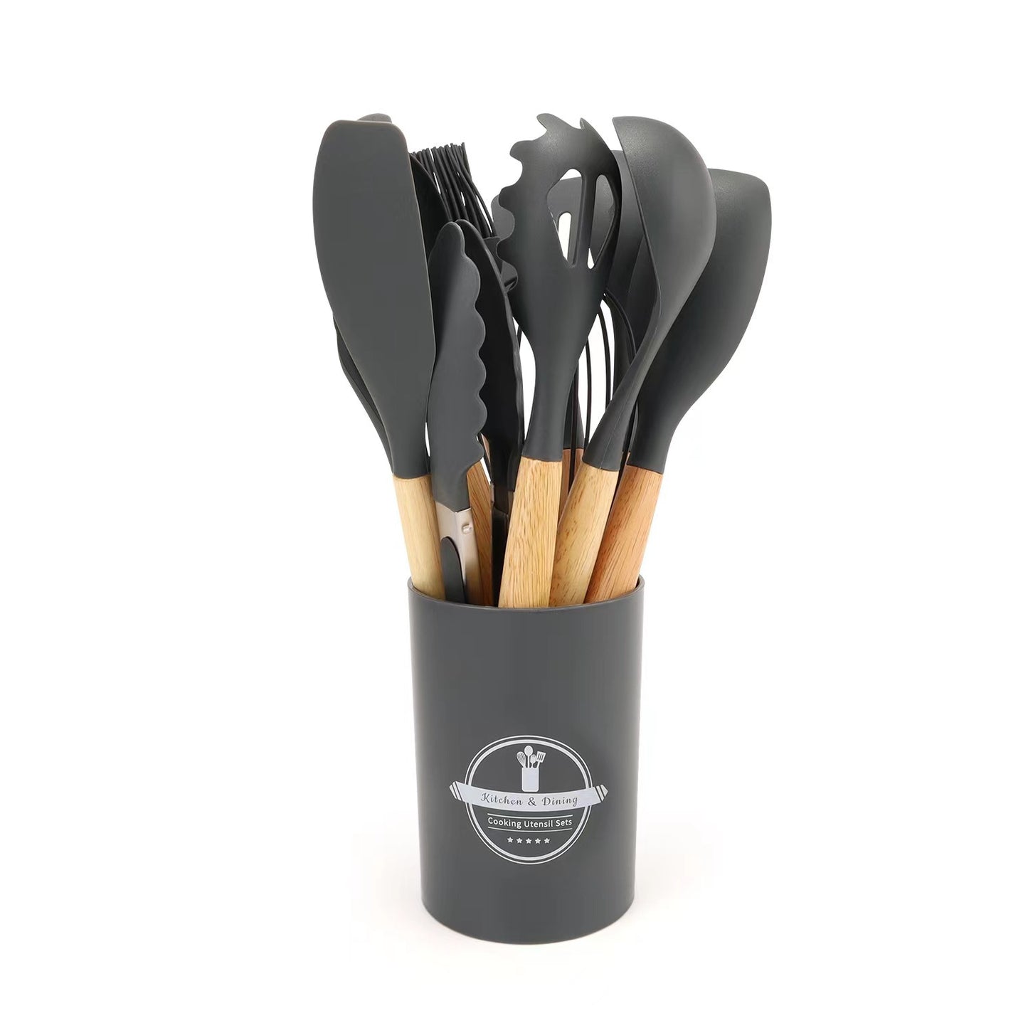 Wooden Handle Silicone Kitchenware 12-Piece Set