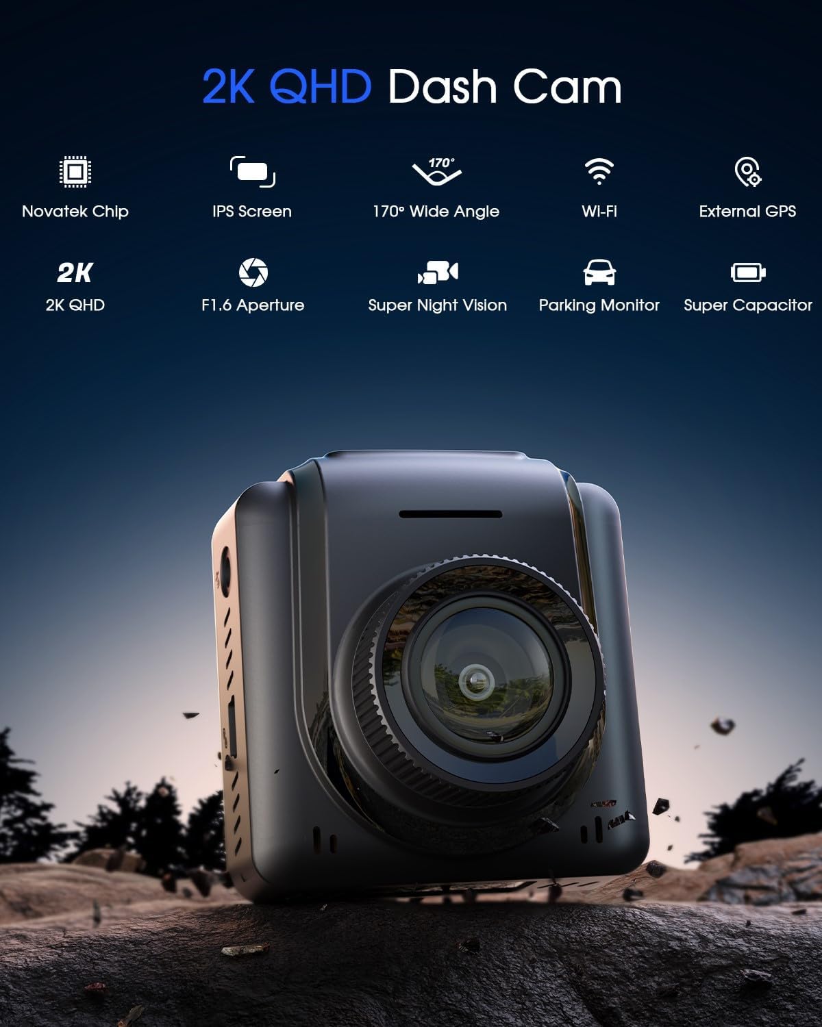 Zarre 2K WiFi Smart Dash Cam