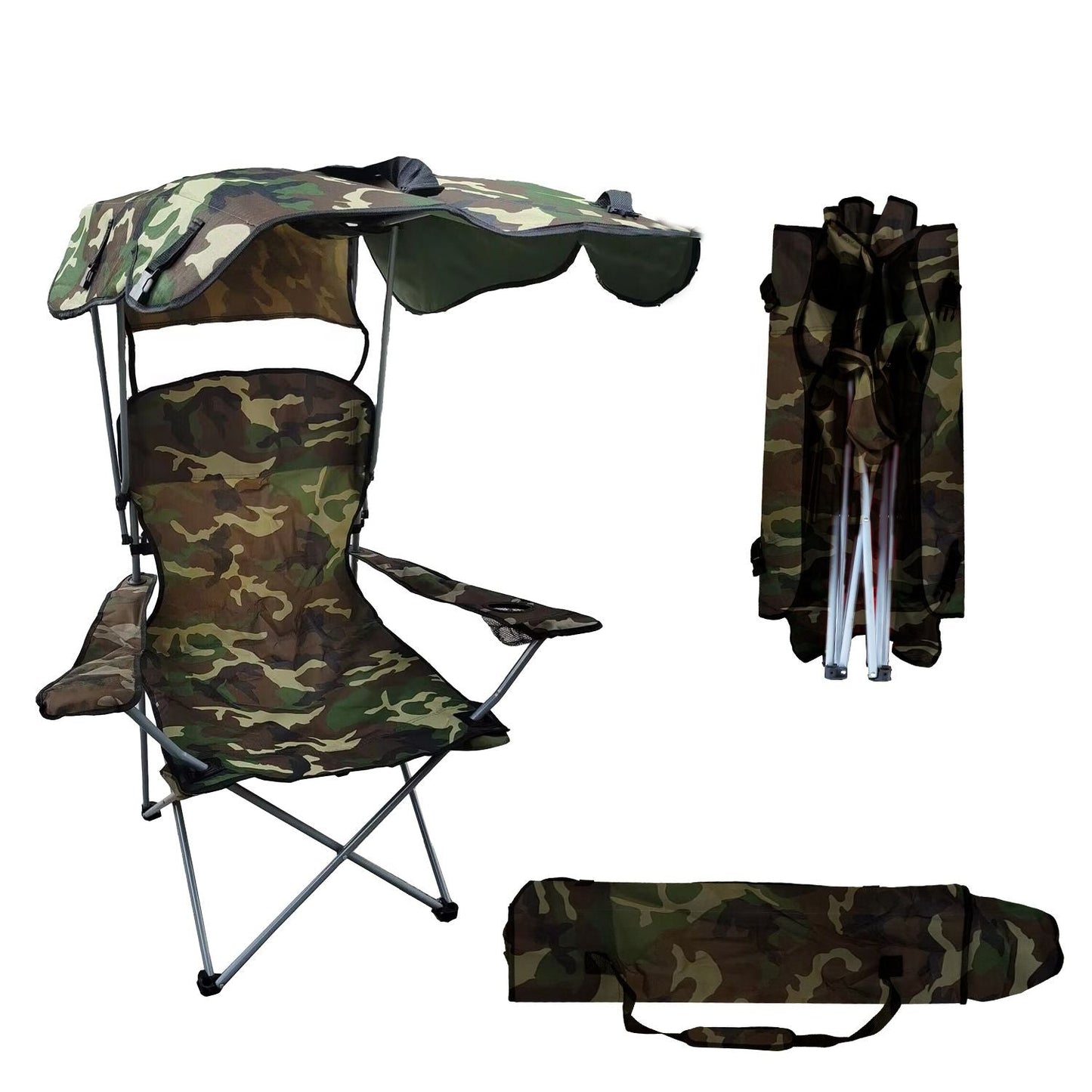 Portable Camping Chair with Adjustable Canopy - Lightweight Folding Design for Sunshade