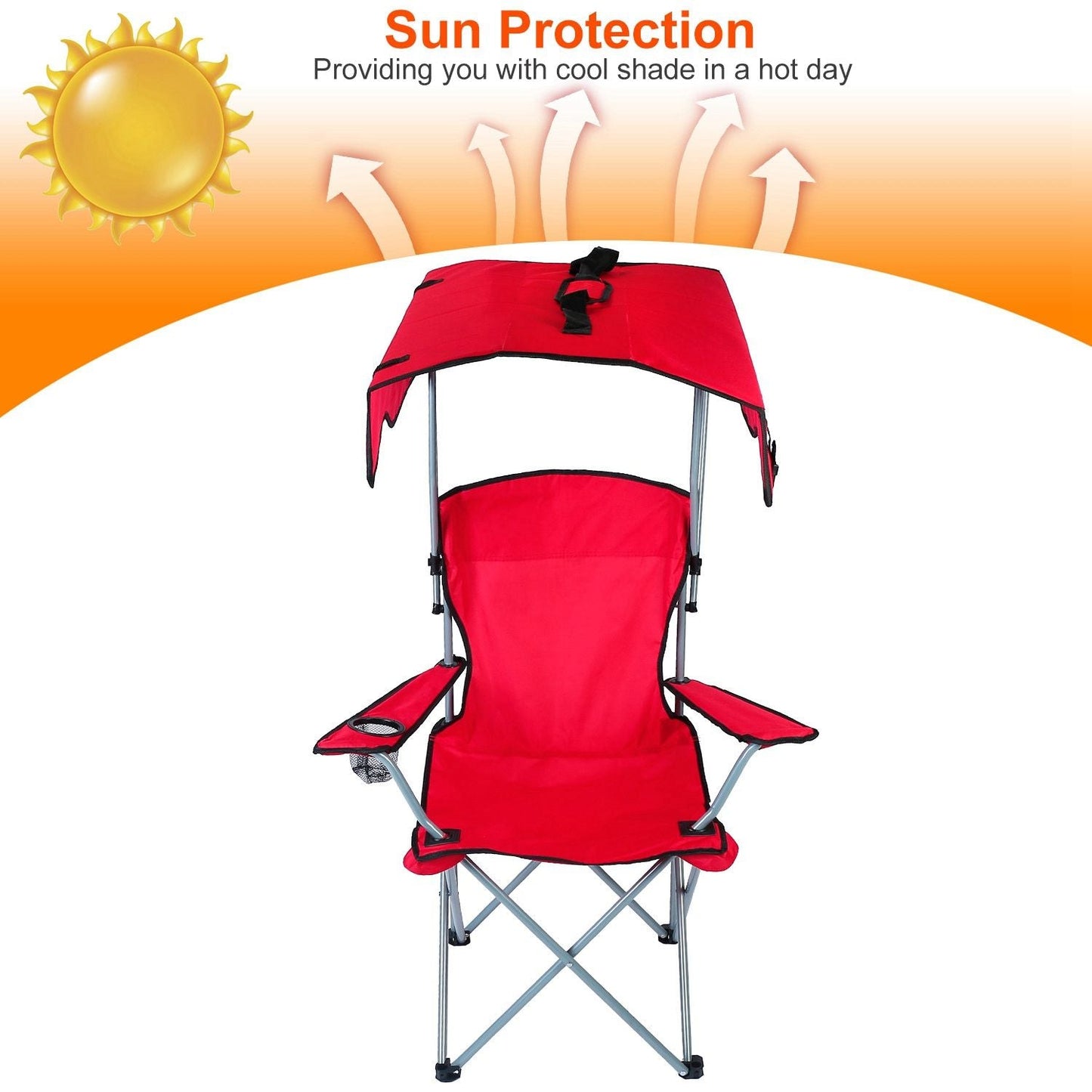 Portable Camping Chair with Adjustable Canopy - Lightweight Folding Design for Sunshade