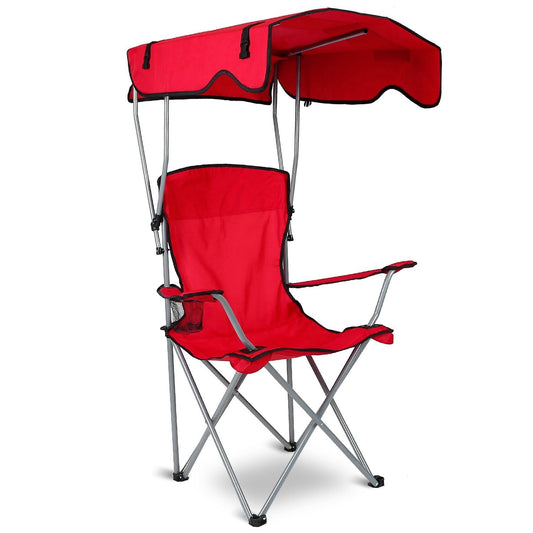 Portable Camping Chair with Adjustable Canopy - Lightweight Folding Design for Sunshade