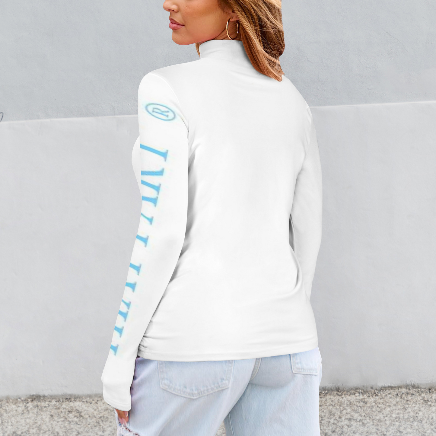 NEW!!! "THAT PART" branded (powder blue left sleeve) Longsleeve Turtleneck Slim T-Shirt