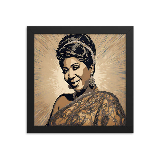 Aretha Franklin Portrait on Matte Paper Framed Poster