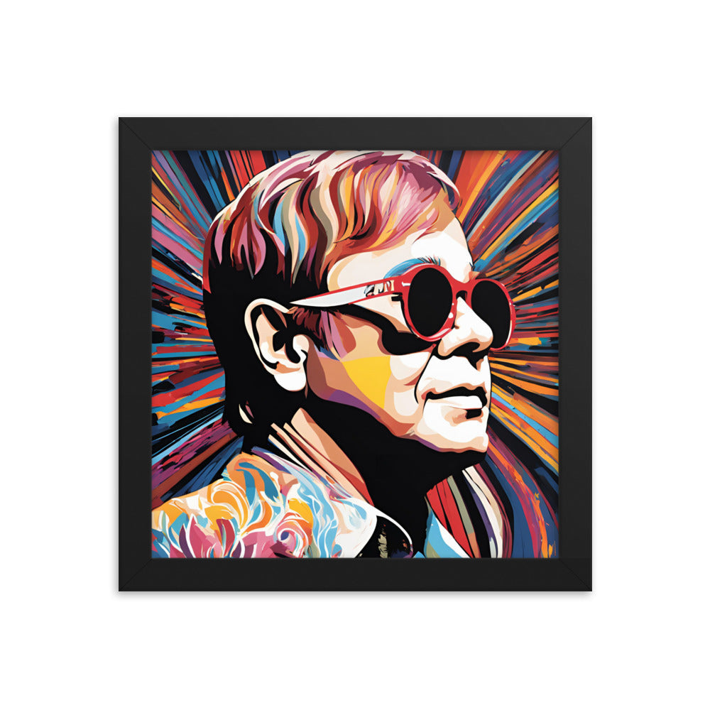 Elton John Portrait on Matte Paper Framed Poster
