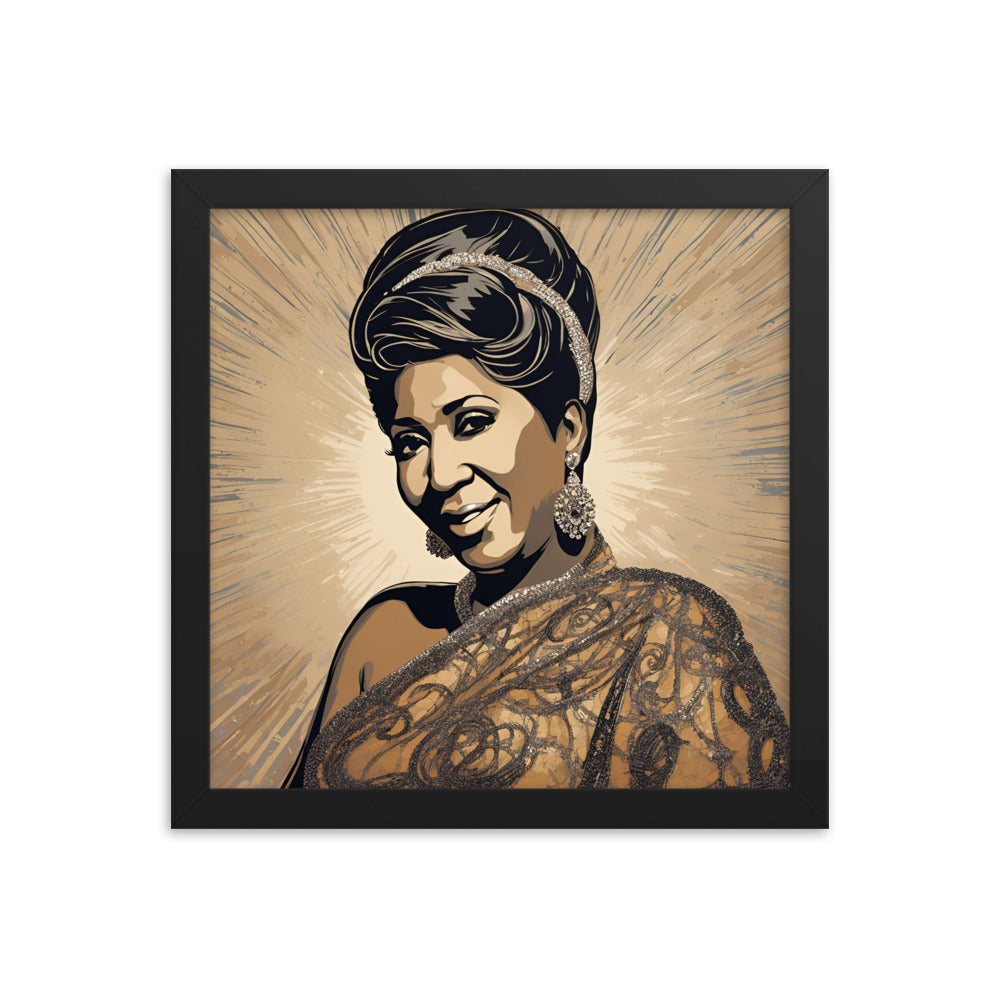 Aretha Franklin Portrait on Matte Paper Framed Poster