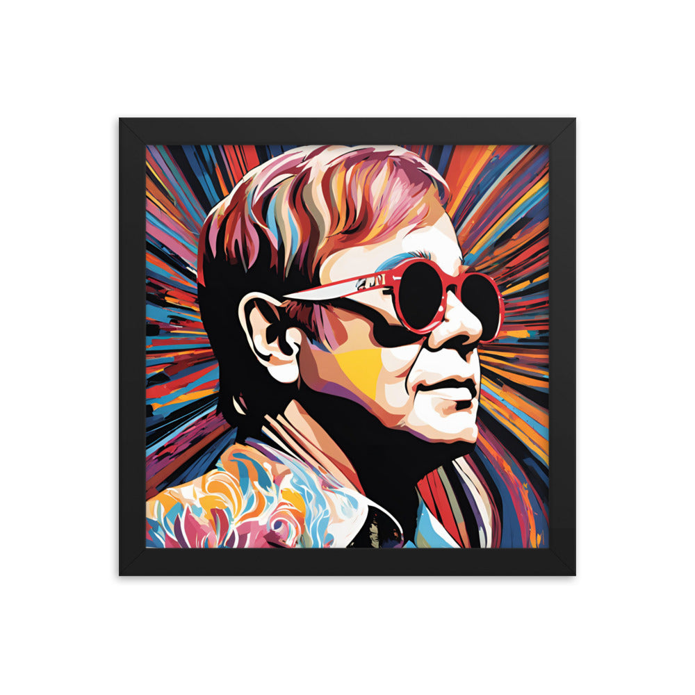 Elton John Portrait on Matte Paper Framed Poster