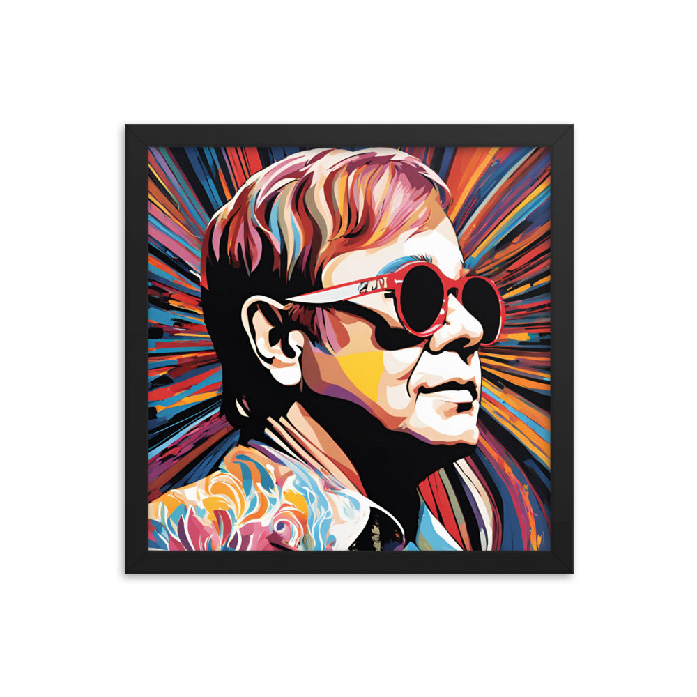 Elton John Portrait on Matte Paper Framed Poster