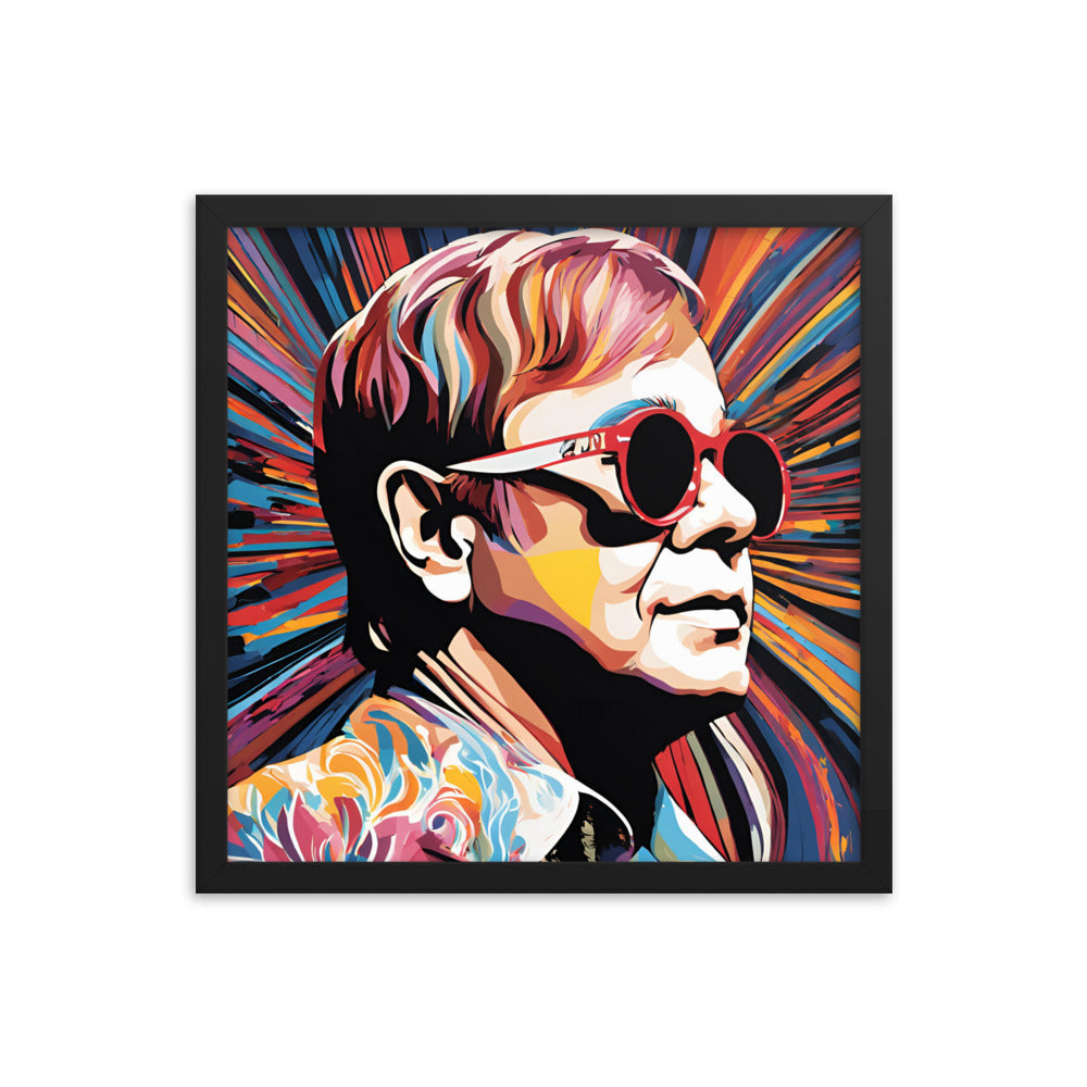 Elton John Portrait on Matte Paper Framed Poster