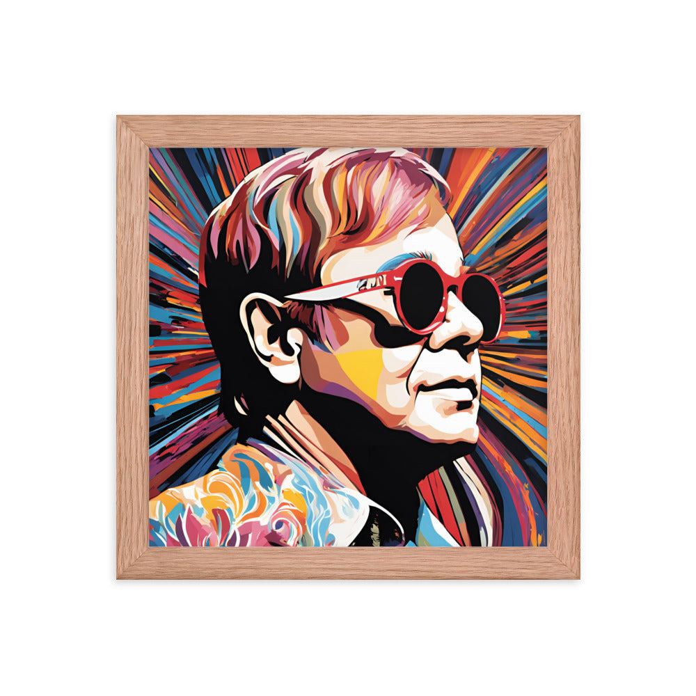 Elton John Portrait on Matte Paper Framed Poster