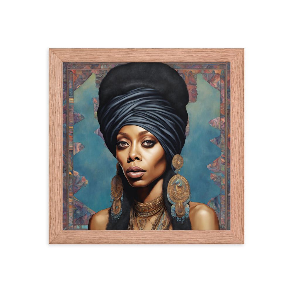 Erykah Badu Portrait on Matte Paper Framed Poster