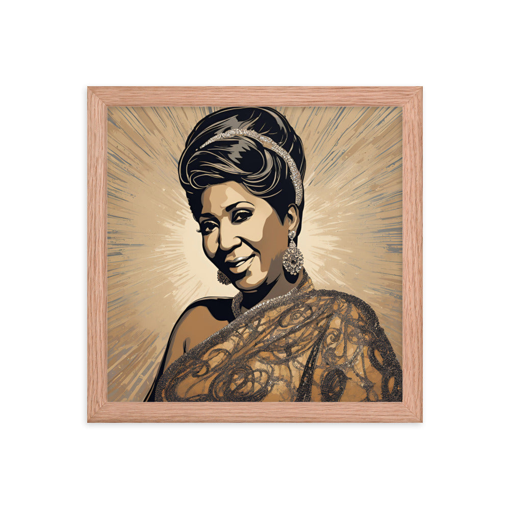 Aretha Franklin Portrait on Matte Paper Framed Poster