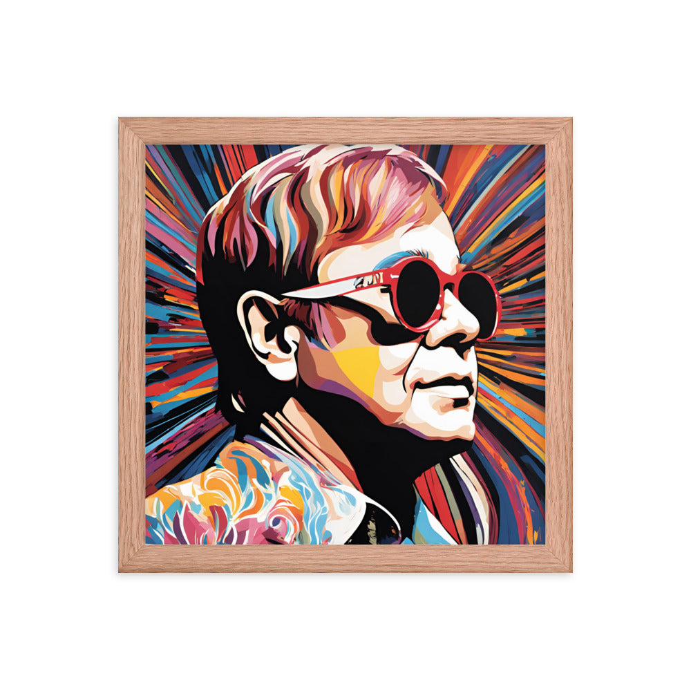 Elton John Portrait on Matte Paper Framed Poster