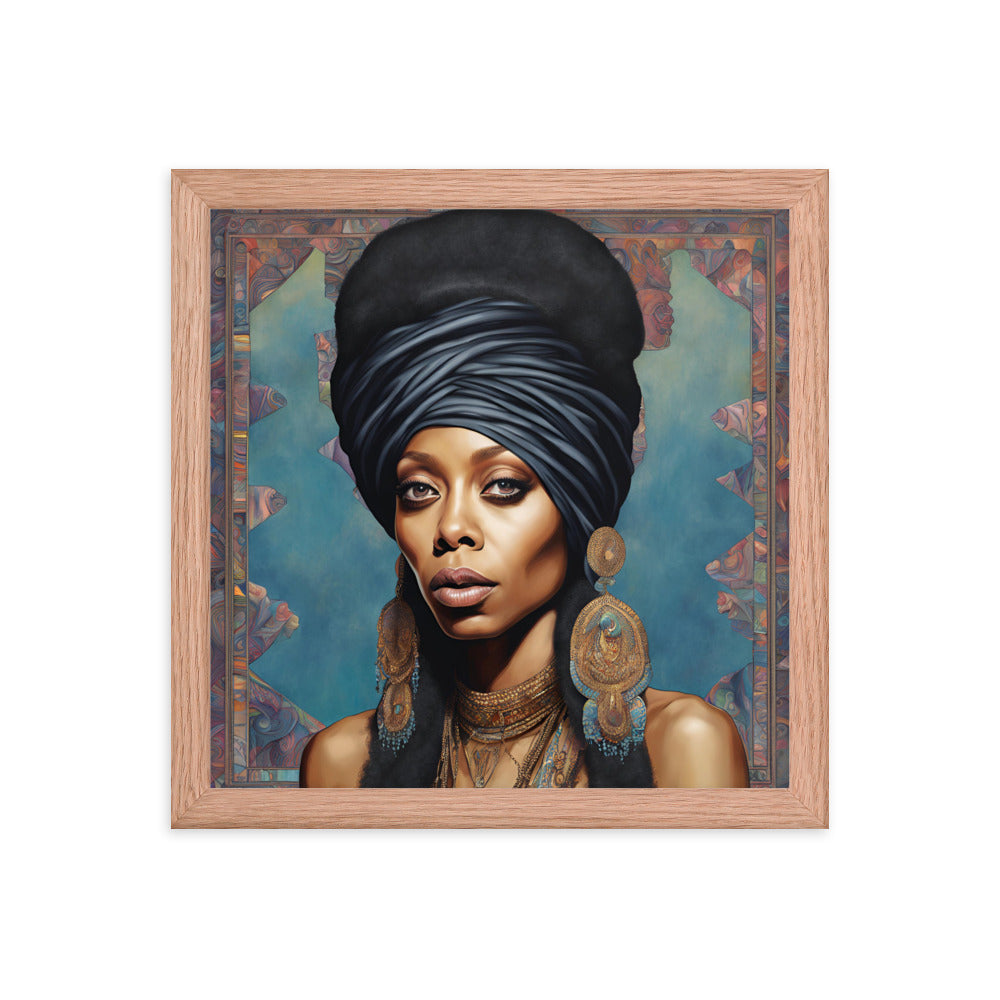 Erykah Badu Portrait on Matte Paper Framed Poster