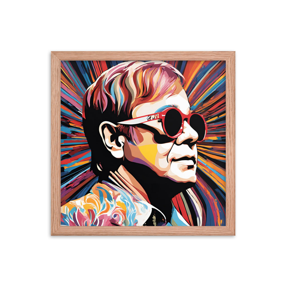 Elton John Portrait on Matte Paper Framed Poster