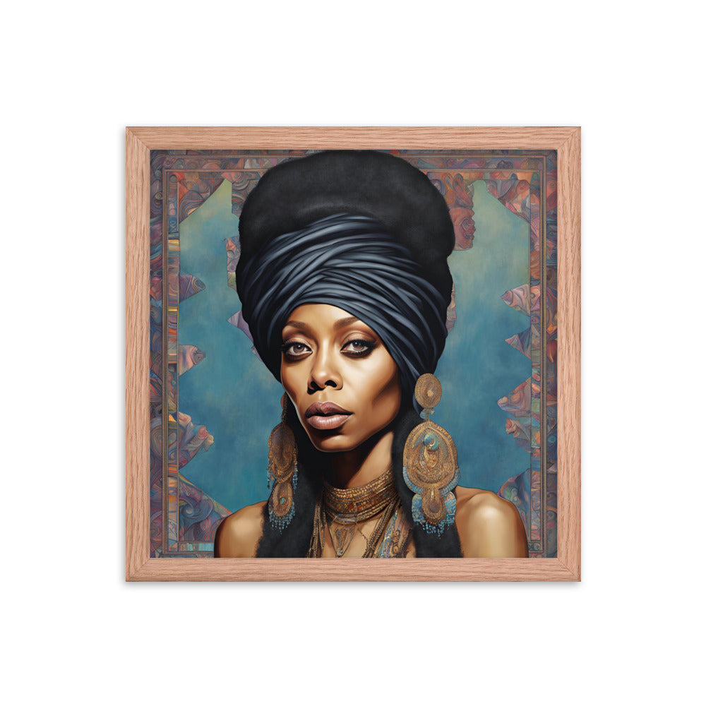 Erykah Badu Portrait on Matte Paper Framed Poster