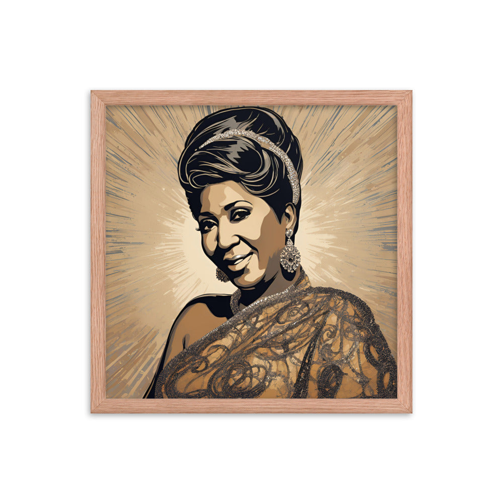 Aretha Franklin Portrait on Matte Paper Framed Poster