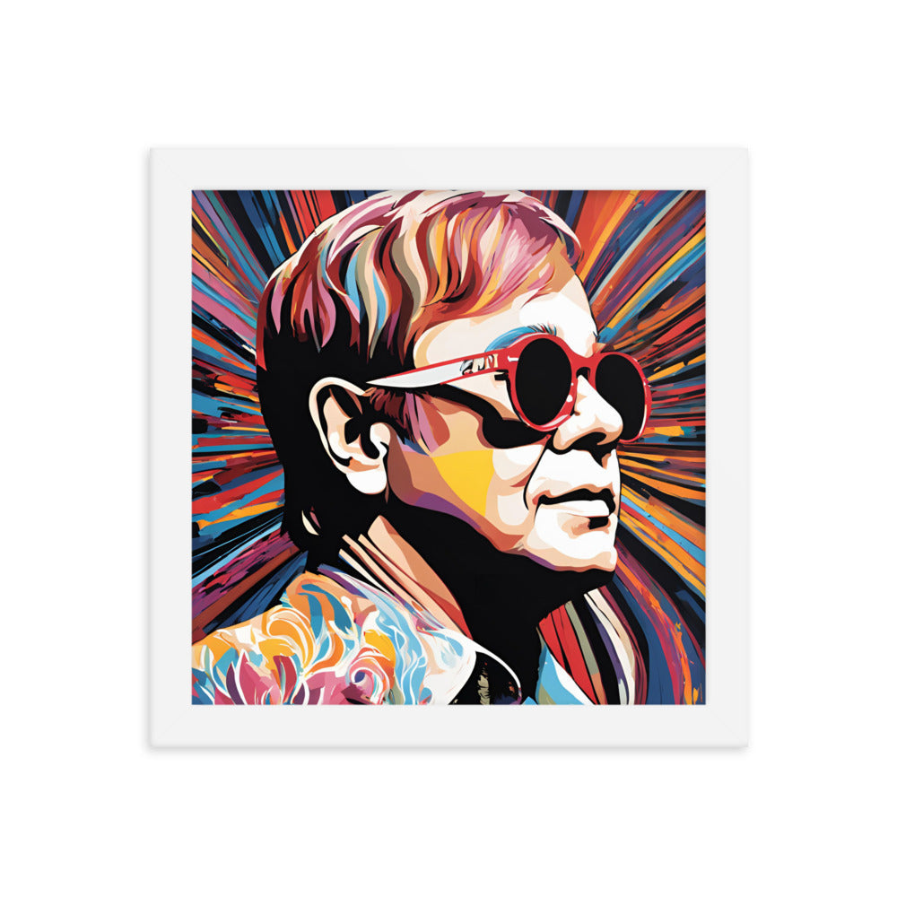 Elton John Portrait on Matte Paper Framed Poster
